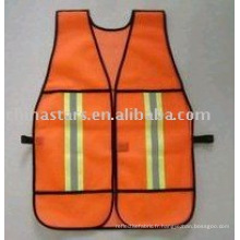 Orange 100% polyester Gilet de sécurité réfléchissant